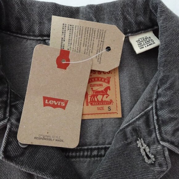 Levi's Denim Jacket Women's Size S Gray Jean Jacket Button Front Paint Splatter - Picture 5 of 9